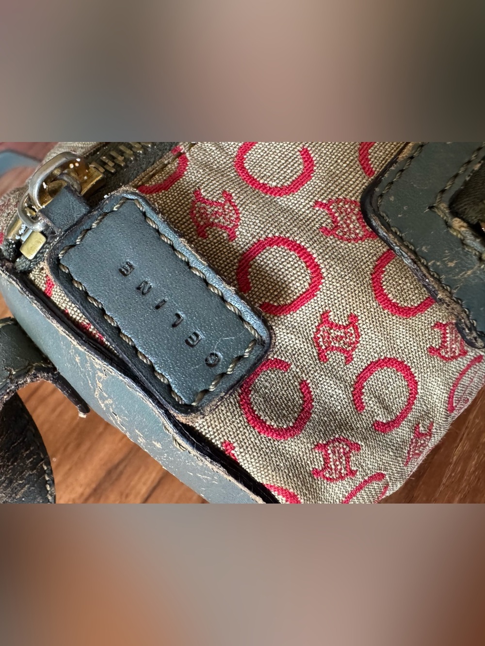 🧡 VINTAGE Celine C Sulky Monogram Canvas Distressed Barrel Bag - RARE 🧡 - Picture 15 of 15